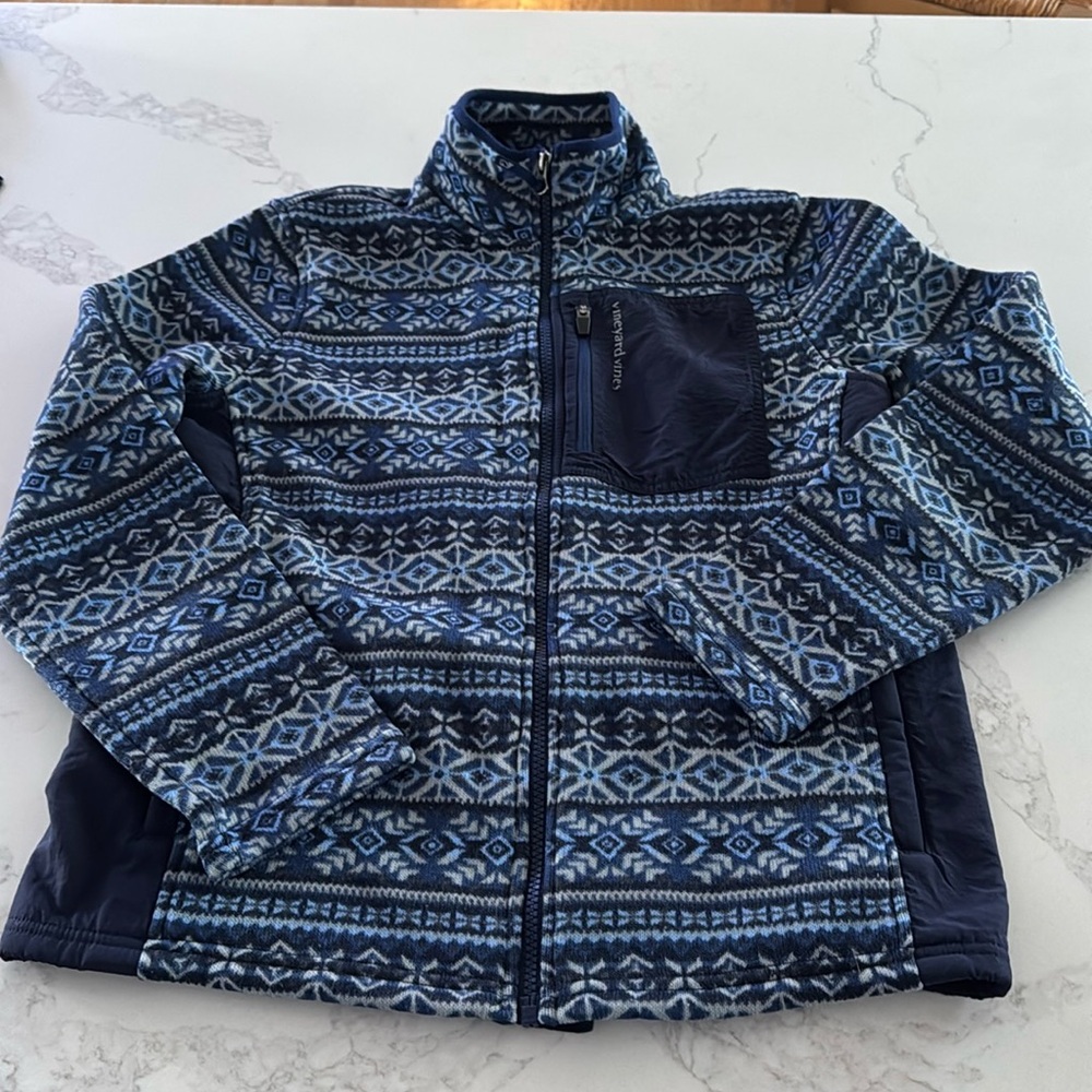 Vineyard Vines fair isle style lightweight jacket size 16 boys